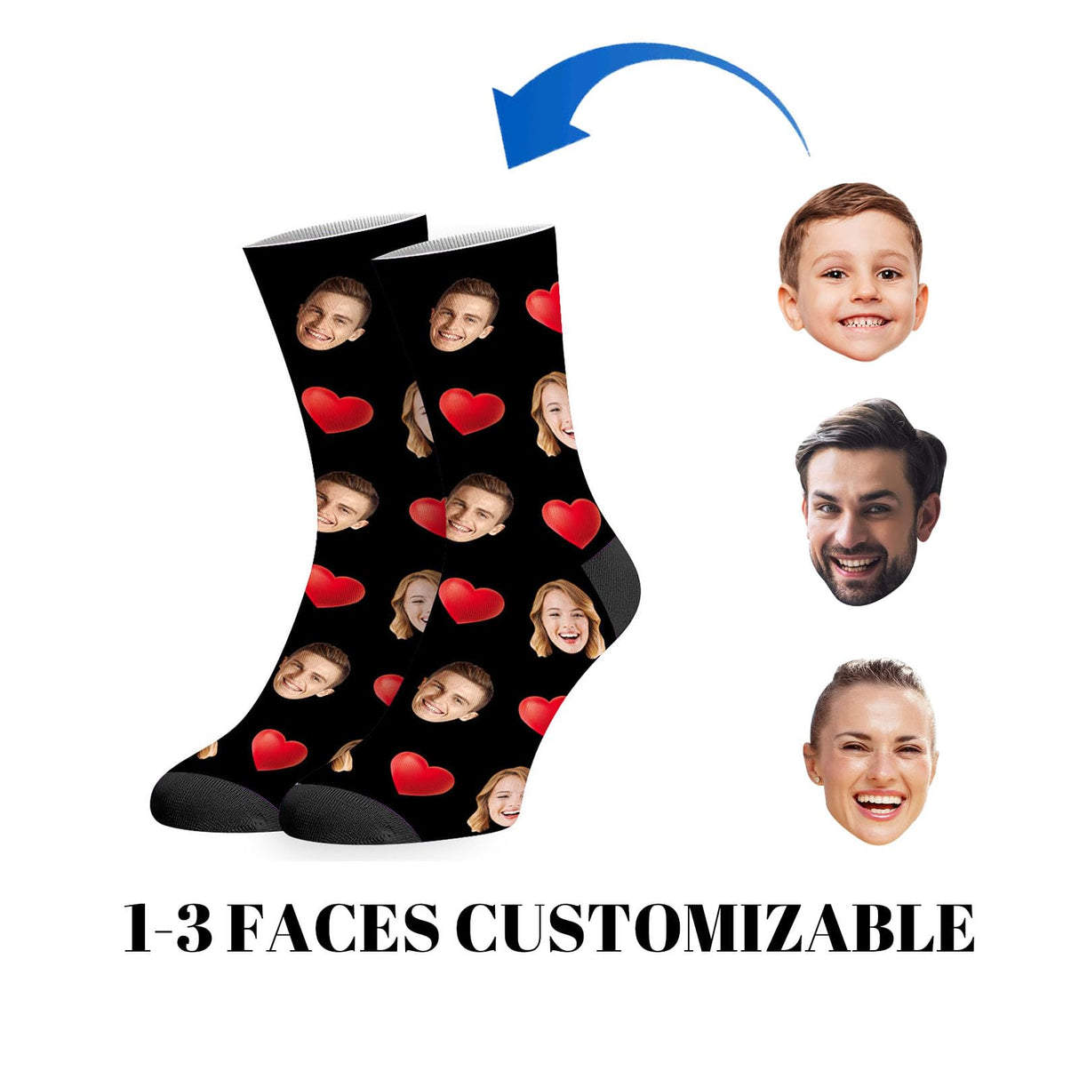 Custom Socks with Picture:Made in USA,Customized Face Socks,Personalized Socks Memorial Gift for Men Women Kid