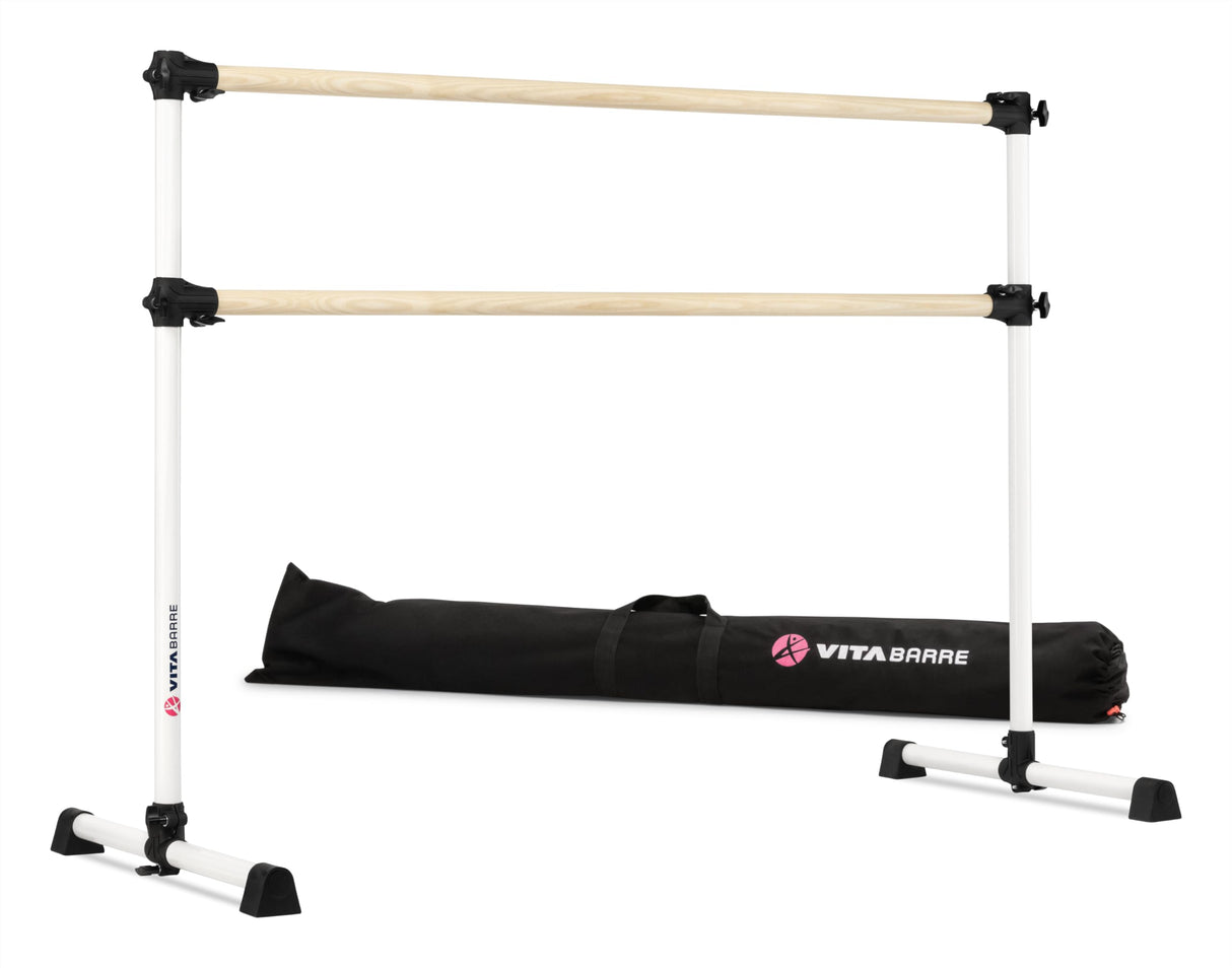 VITA Barre Portable Freestanding Double Ballet Barre, Prodigy, with Carry Bag | Adjustable Height, USA Made, Home or Gym Exercise Equipment for Kids & Adults | Dance, Fitness, Pilates