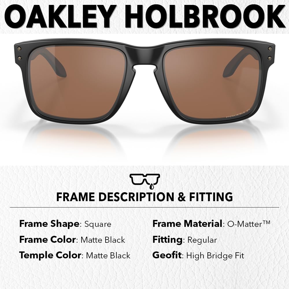Oakley OO9102 HOLBROOK Square Sunglasses for Men - High Bridge Fit - USA Flag Cleaning Kit and Leash - PREMIUM BUNDLE
