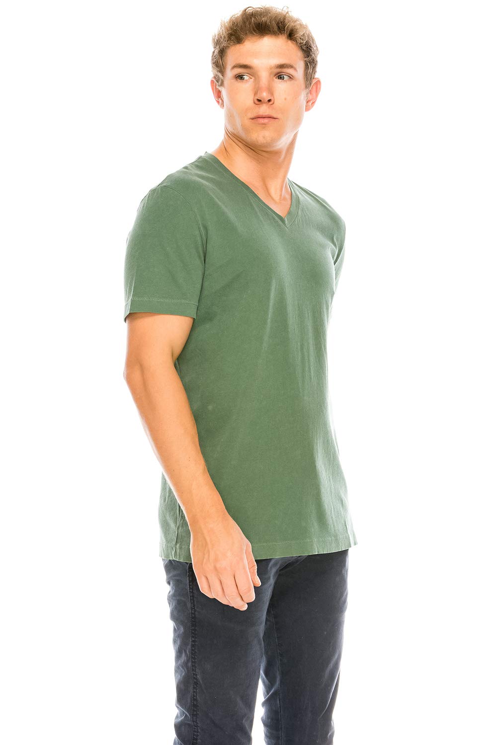 YURO-K Men's Short Sleeve V-Neck T-Shirt Premium Cotton Classic Short Sleeve V-Neck T-Shirt