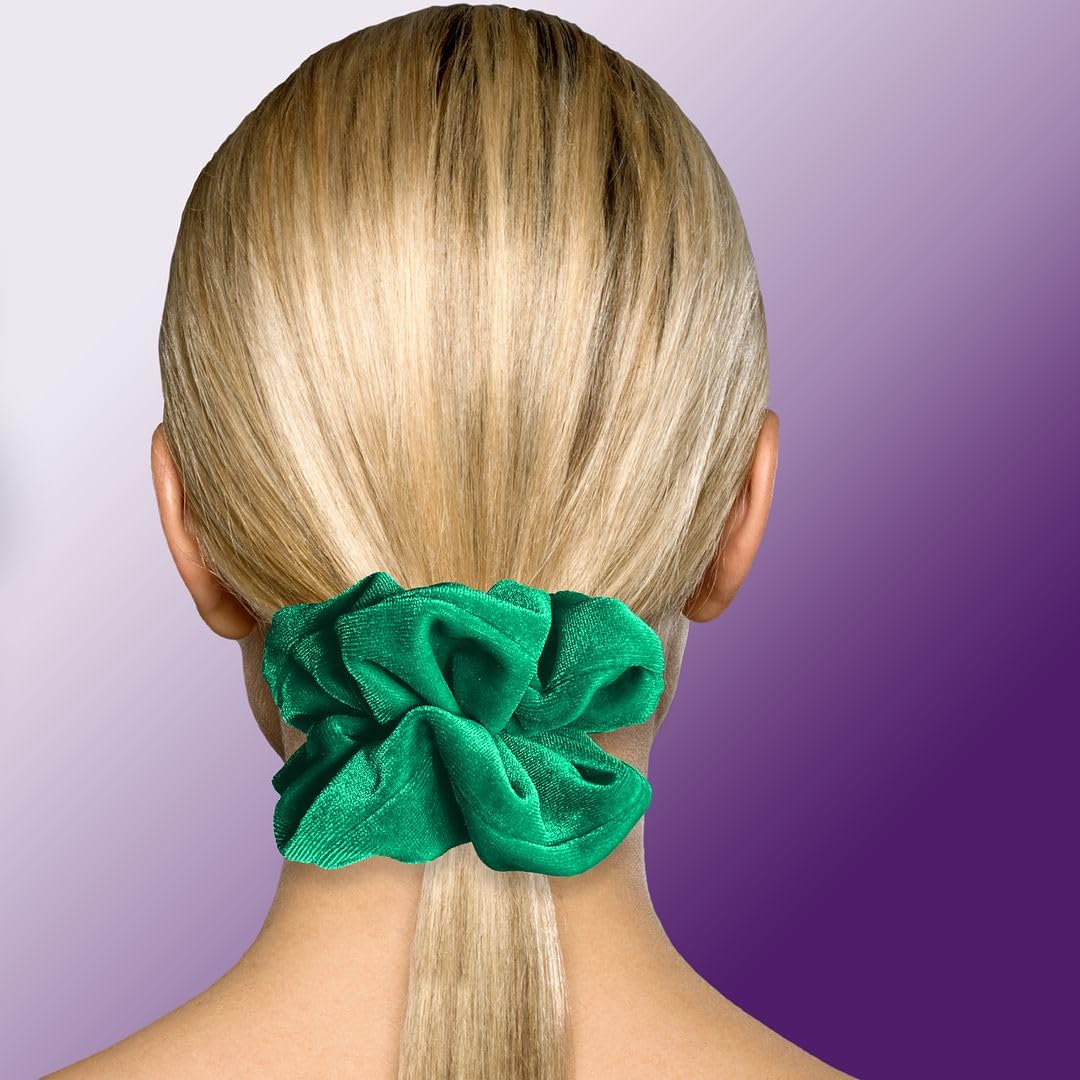 Velvet Scrunchies Jumbo Size Plush Big Ponytail Holders Thick Braided Locked Hair Big Made in the USA Green Pine