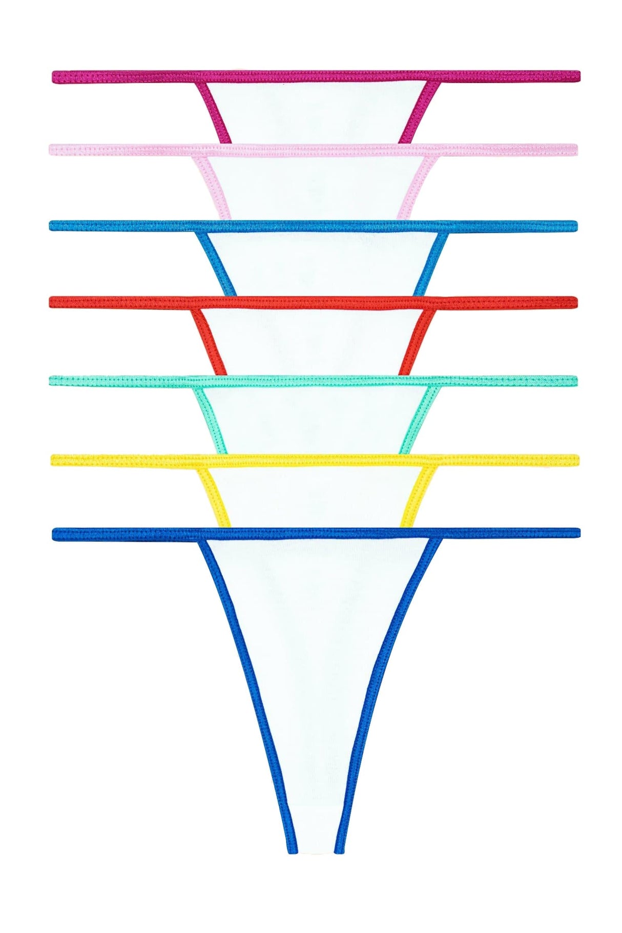 Los Angeles Apparel Contrast Baby Rib Thong 7-Pack