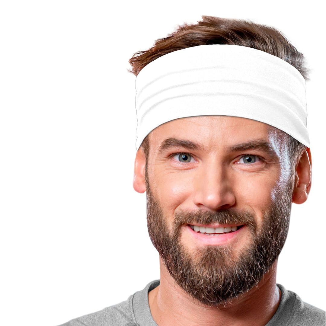 Men's Cotton Headbands Sweatbands 5" Wide Sports Fitness Yoga Fashion Made in USA
