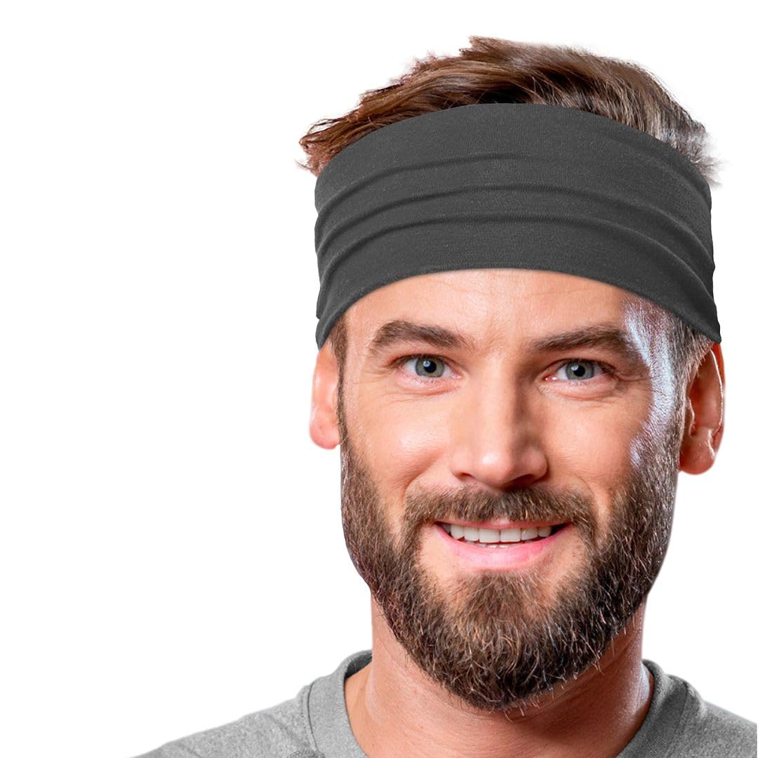 Men's Cotton Headbands Sweatbands 5" Wide Sports Fitness Yoga Fashion Made in USA