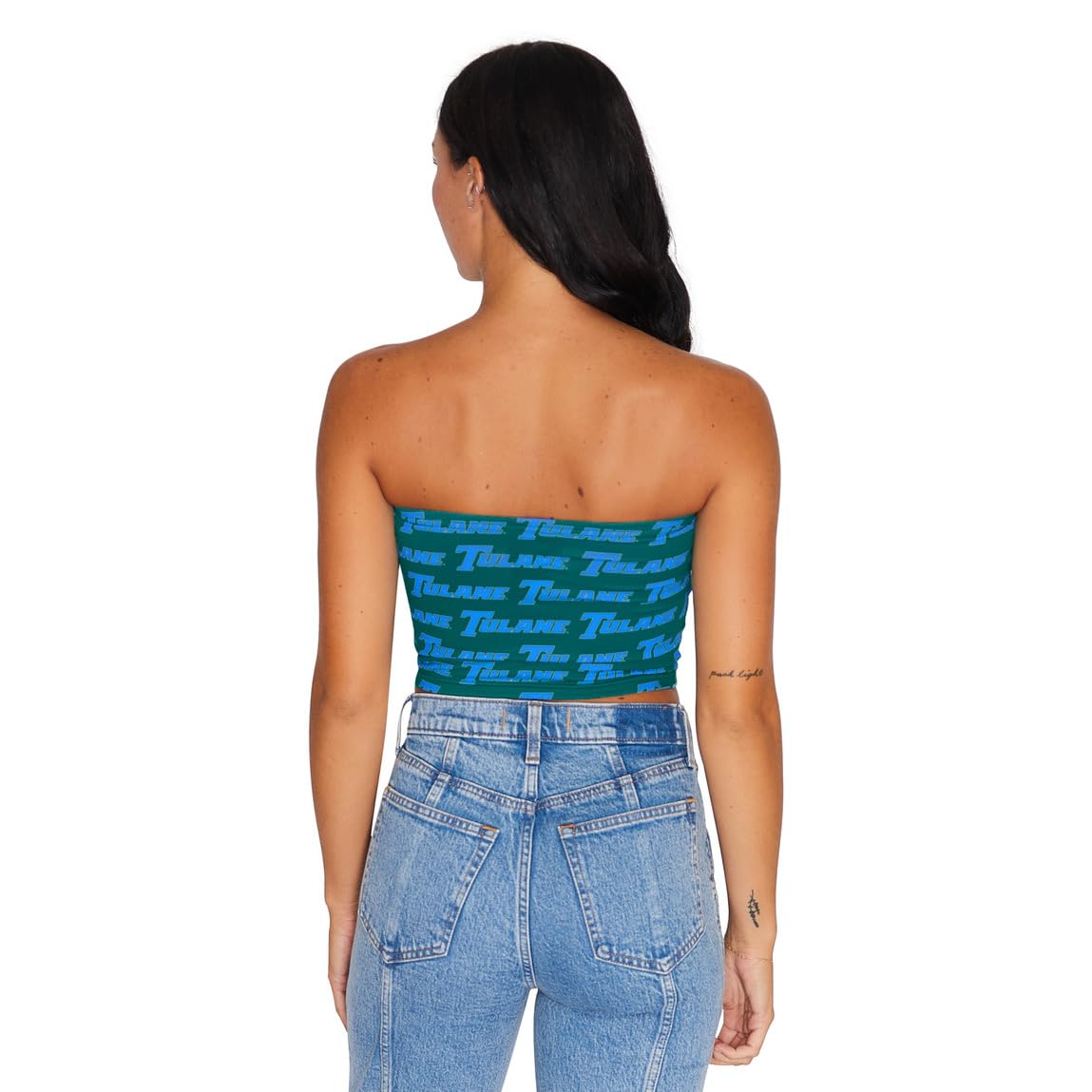 Lojobands Women's Tailgate Outfit College Tube Top Logo All Over Tank Top Crop Made in USA One Size Fits Most
