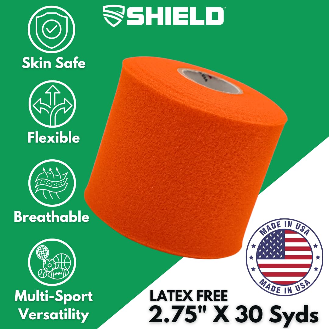 Shield Athletic Underwrap | Bulk Case 48 Rolls of PreWrap, Hair Tie, Headband, Patellar Support, Pre-Wrap Athletic Tape, 2.75" X 30 SYards, Foam Barrier Skin Protection, Flexible, Breathable Red