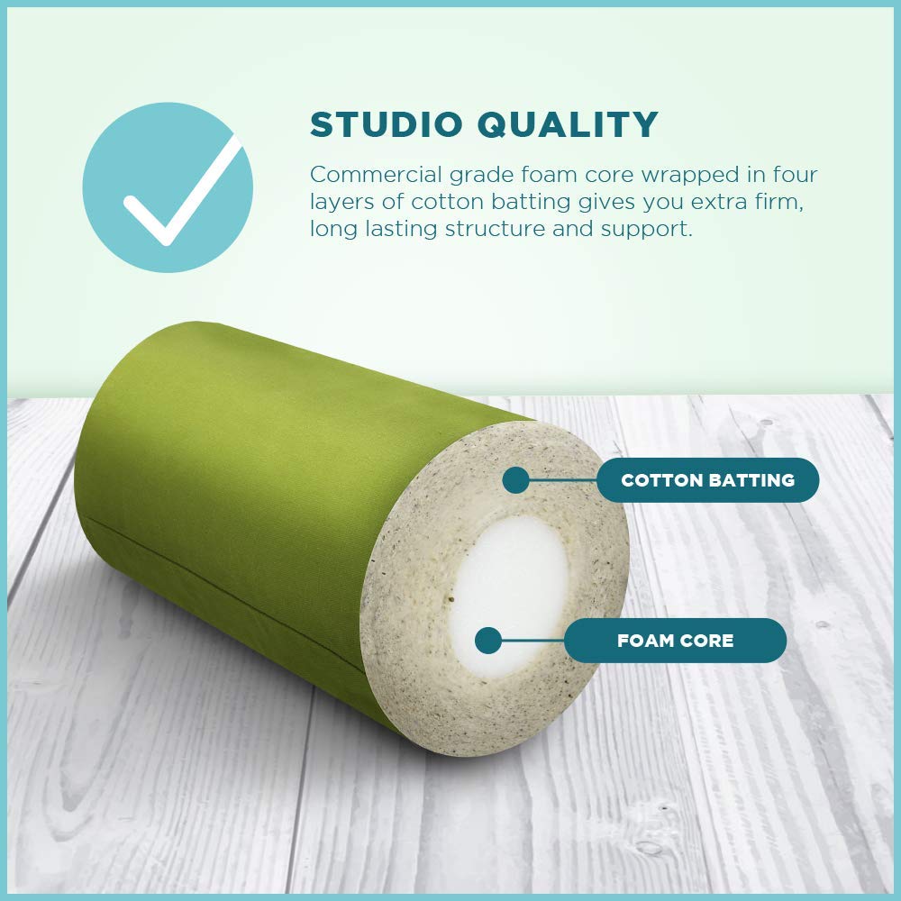 Bean Products Yoga Bolster - Made In The USA With Eco Friendly Materials - Round or Rectangular Support Cushions That Elevate Your Practice - Natural Cotton or Organic Hemp Cover