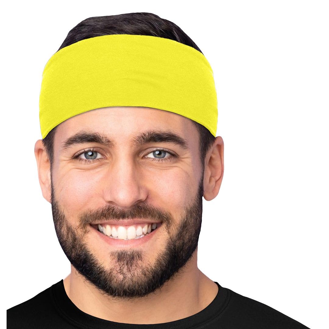 Men's Cotton Headbands Sweatbands 3" Wide Sports Fitness Yoga Fashion Made in USA