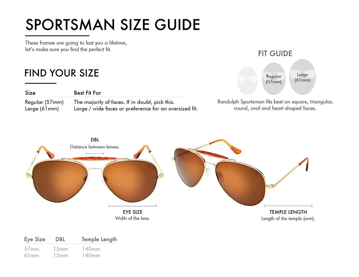 Randolph USA | Sportsman Aviator Authentic Sunglasses for Men Polarized 100% UV
