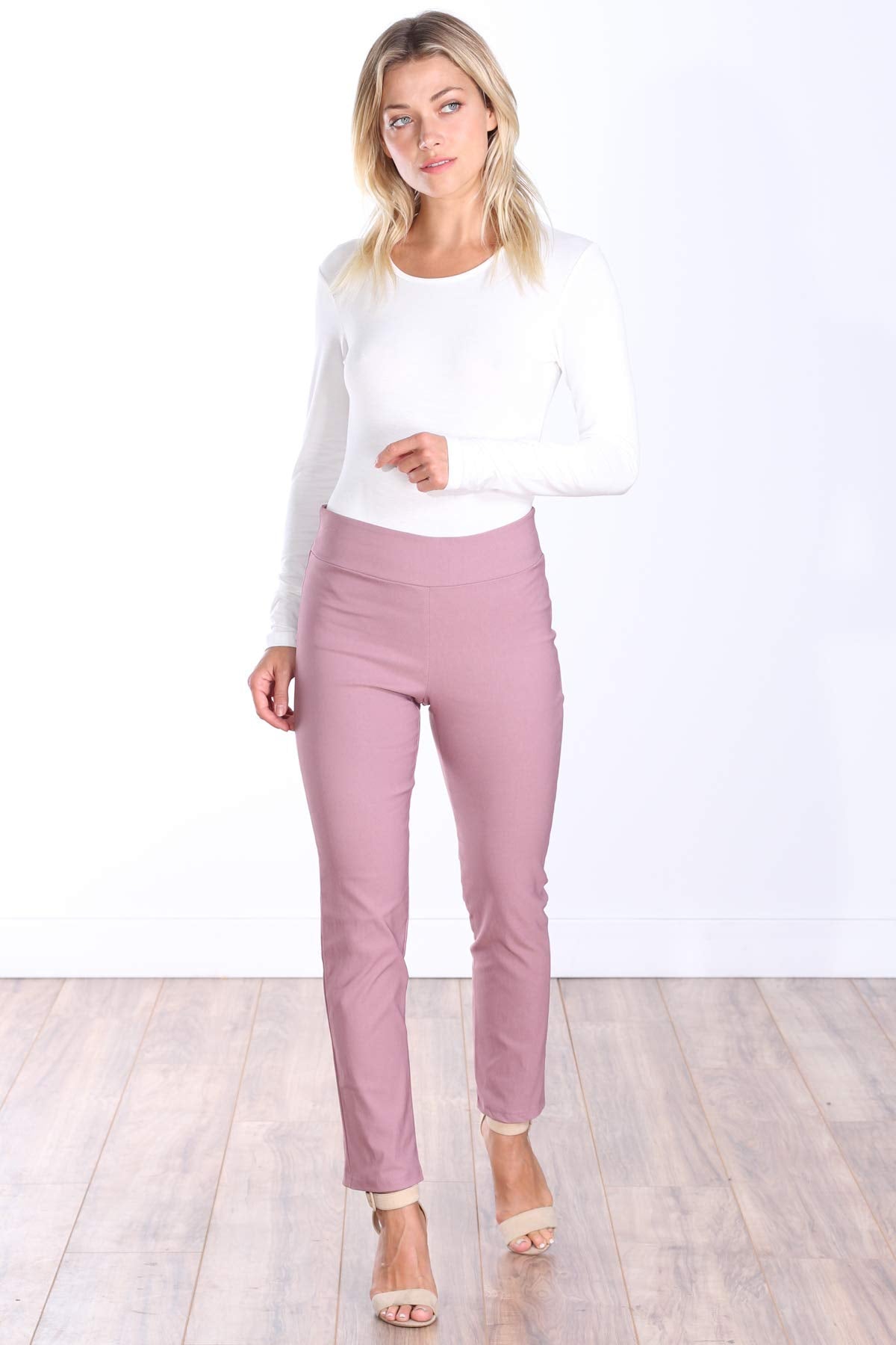 Popana Womens Stretch Pull On Dress Pants Ankle Length Work Casual - Made in USA