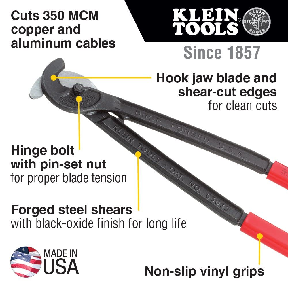 Klein Tools 63041TH 25-Inch Cable Cutter with Protective Sleeve, Made in USA