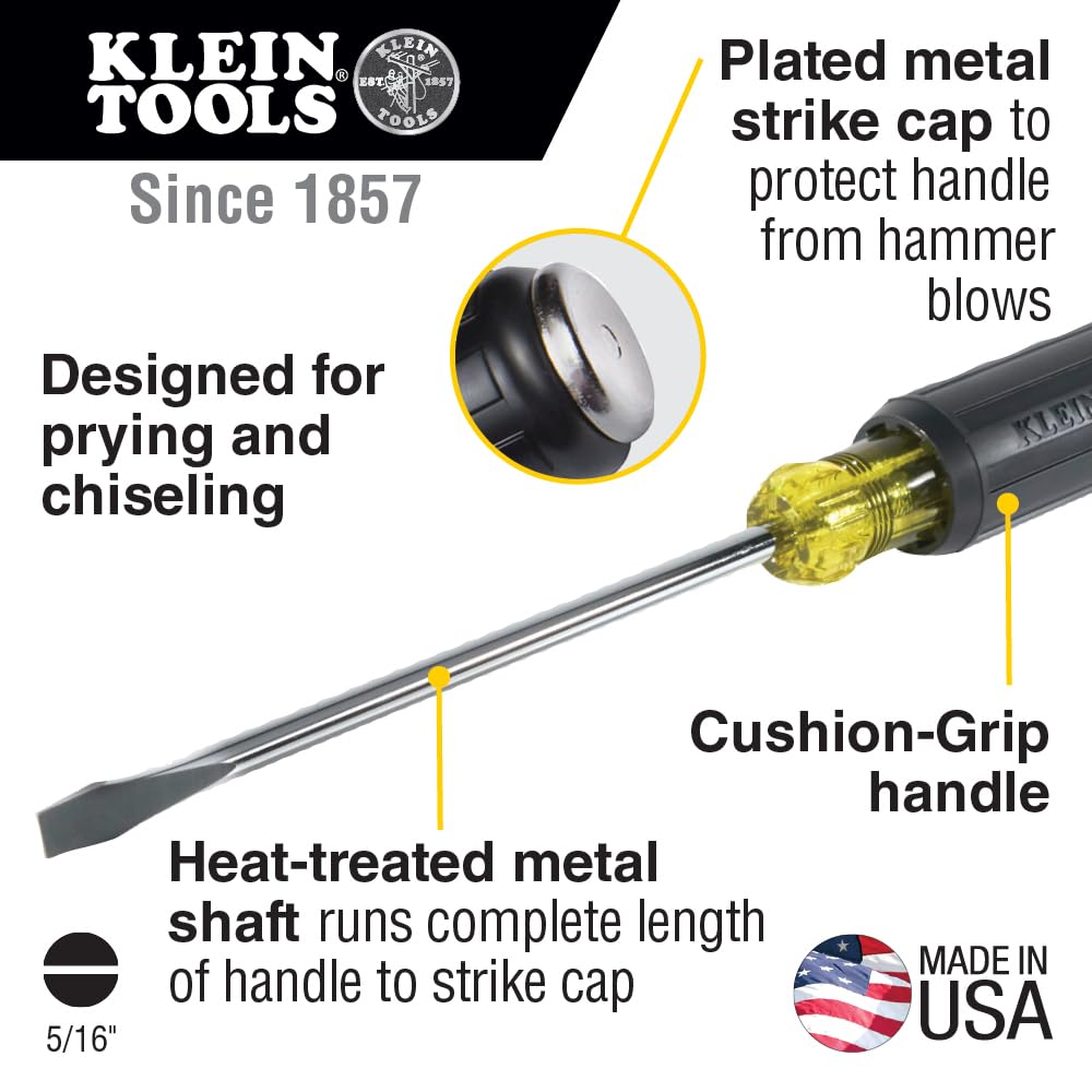 Klein Tools 602-7DD 5/16-Inch Keystone Demolition Driver, 7-Inch Shank, Made in USA