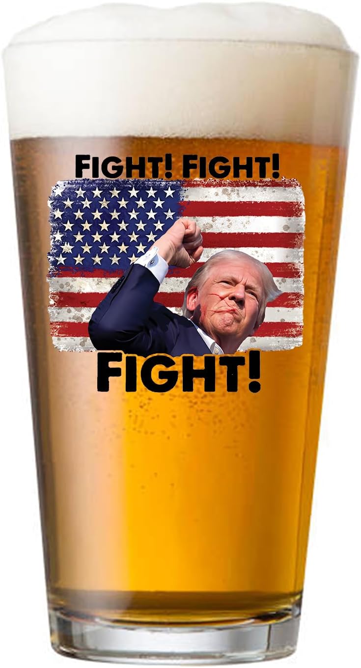 Donald Trump Merchandise Pint Glasses – 16Oz Trump Glassware Election Beer Glass – Made In USA - President Trump Personalized Beer Glass Gifts for Dad, Supporter