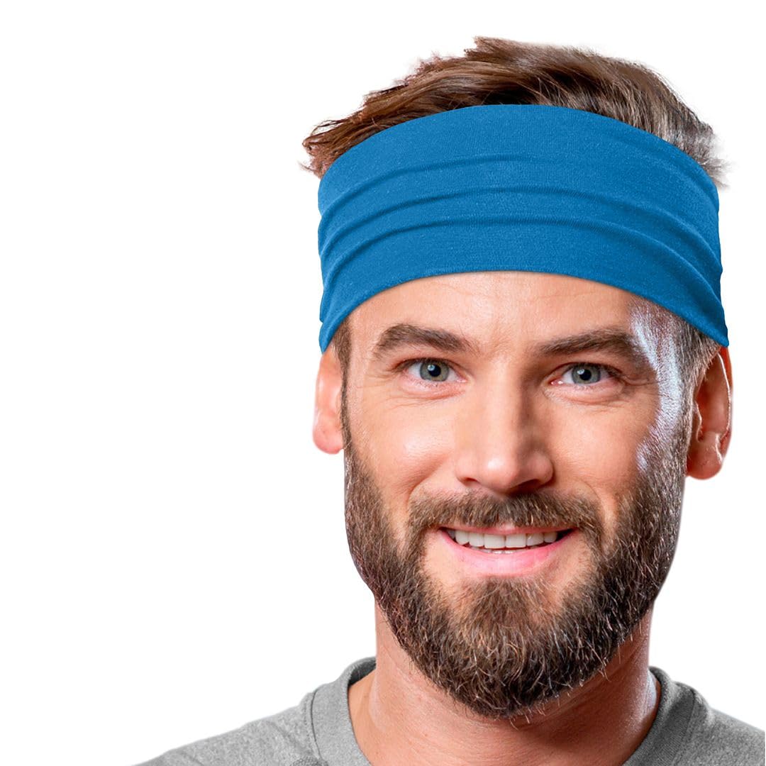 Men's Cotton Headbands Sweatbands 5" Wide Sports Fitness Yoga Fashion Made in USA
