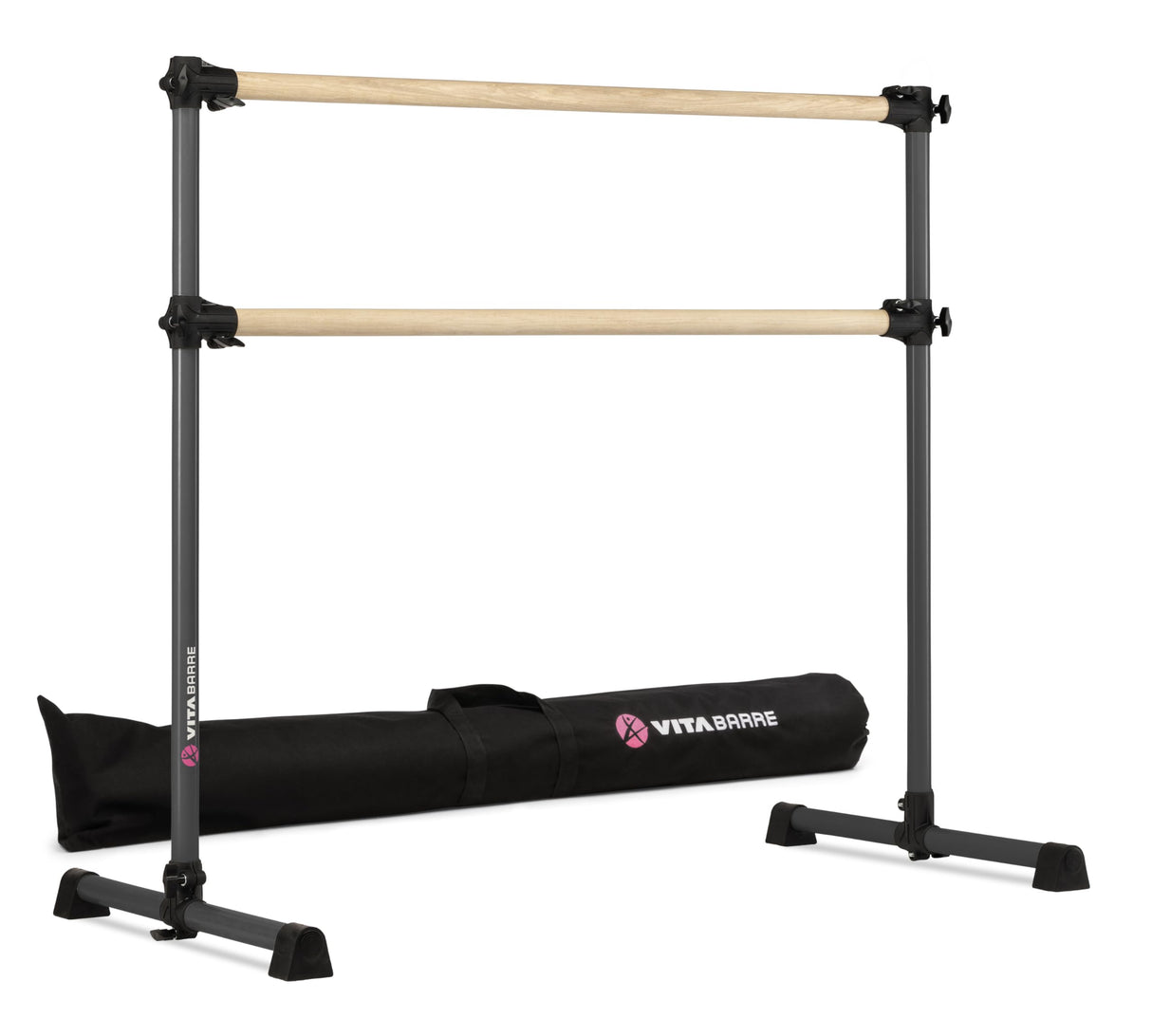 VITA Barre Portable Freestanding Double Ballet Barre, Prodigy, with Carry Bag | Adjustable Height, USA Made, Home or Gym Exercise Equipment for Kids & Adults | Dance, Fitness, Pilates