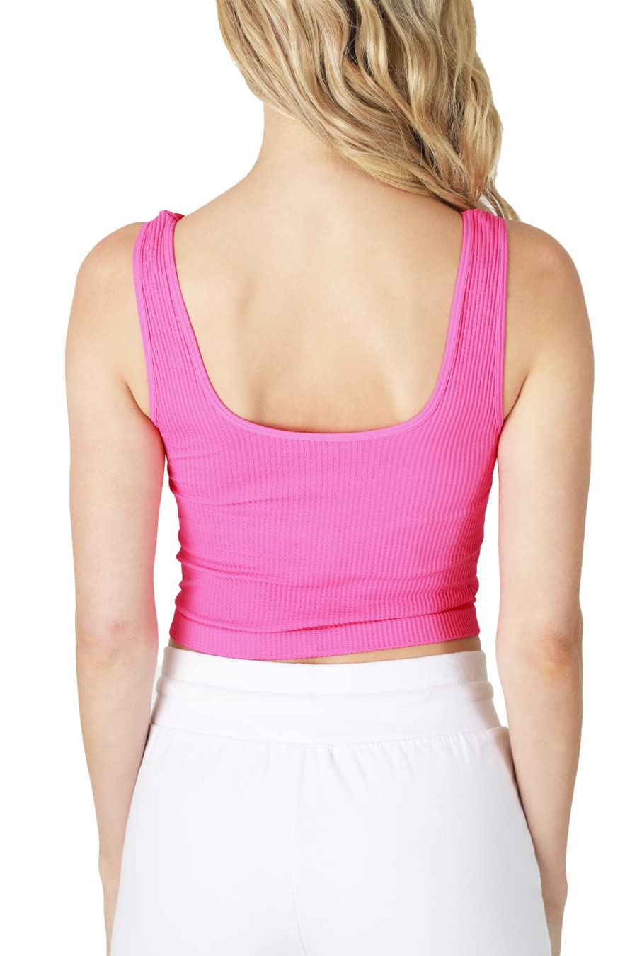 NIKIBIKI Women Seamless Reversible Ribbed Crop Top, Made in U.S.A, One Size