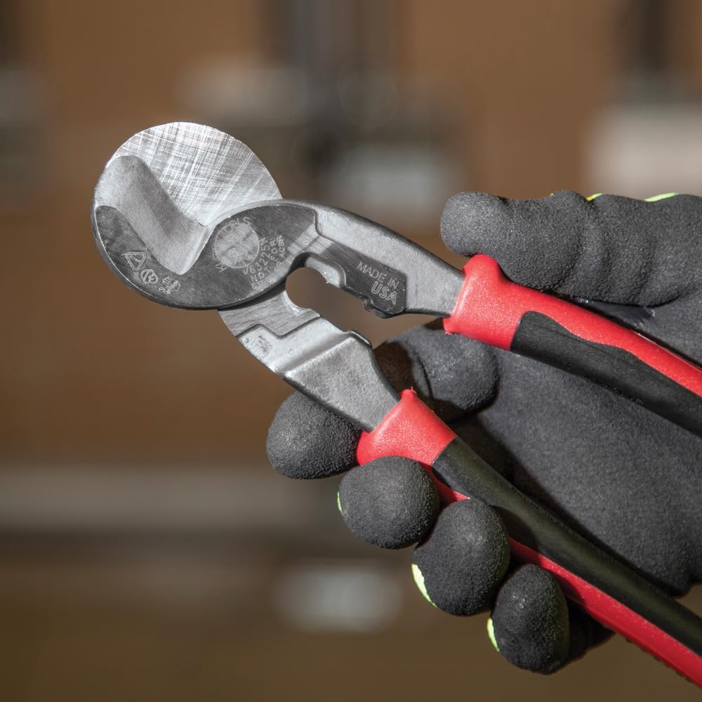 Klein Tools 63215 Cable Cutter, Made in USA, High-Leverage 6.5-Inch Compact, Forged From US Made Steel, Ideal for Cutting Aluminum and Copper Cable