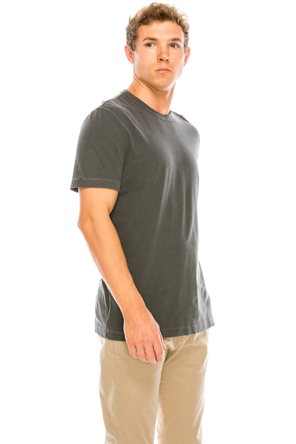 YURO-K Men's Premium Binded Neck Cotton Classic Short Sleeve Crew T-Shirt