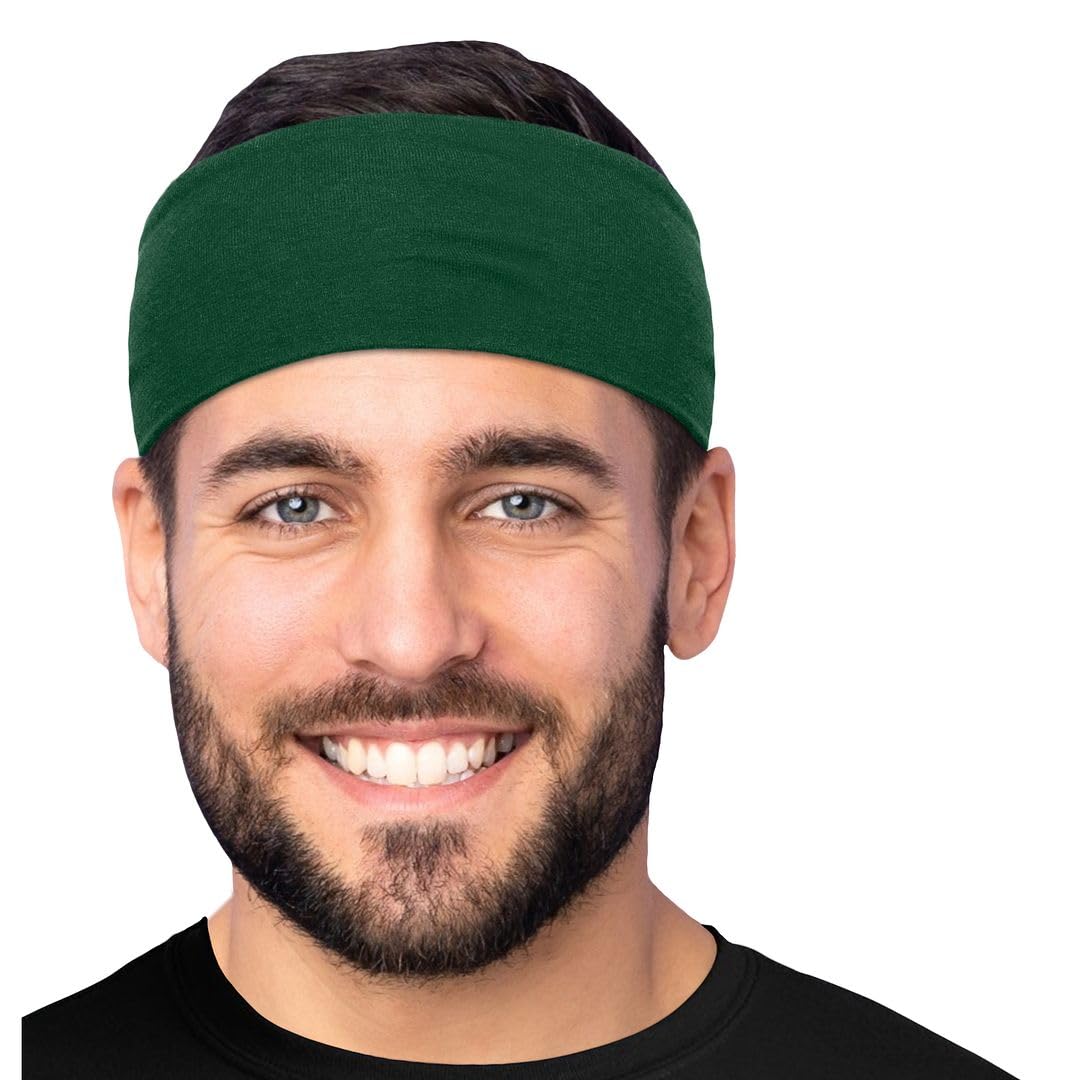 Men's Cotton Headbands Sweatbands 3" Wide Sports Fitness Yoga Fashion Made in USA