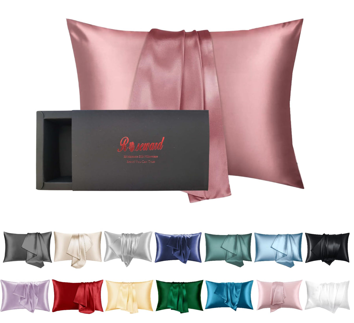 Oeko-TEX Certified Mulberry Silk Pillow Cases Green for Christmas Made in USA, 100% Silk Pillowcase with Zipper, 6A Grade 22 Momme Pure Silk Gift Set, 1 Pcs 20"x30" (Queen, Emerald)