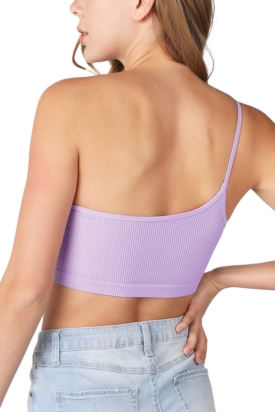 NIKIBIKI Women Seamless One Shoulder Ribbed Bralette, Made in U.S.A, One Size