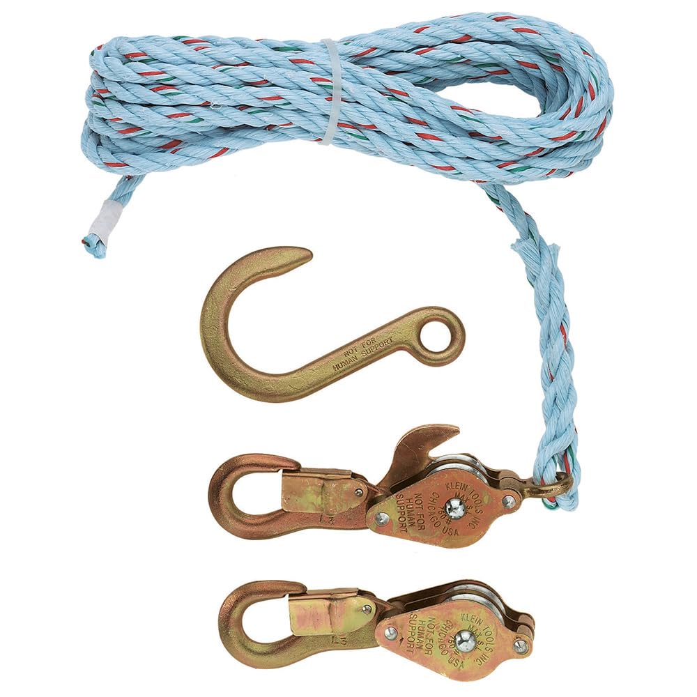 Klein Tools 1802-30SR Block and Tackle Spliced to Cat. No. 268 Block, Made in USA