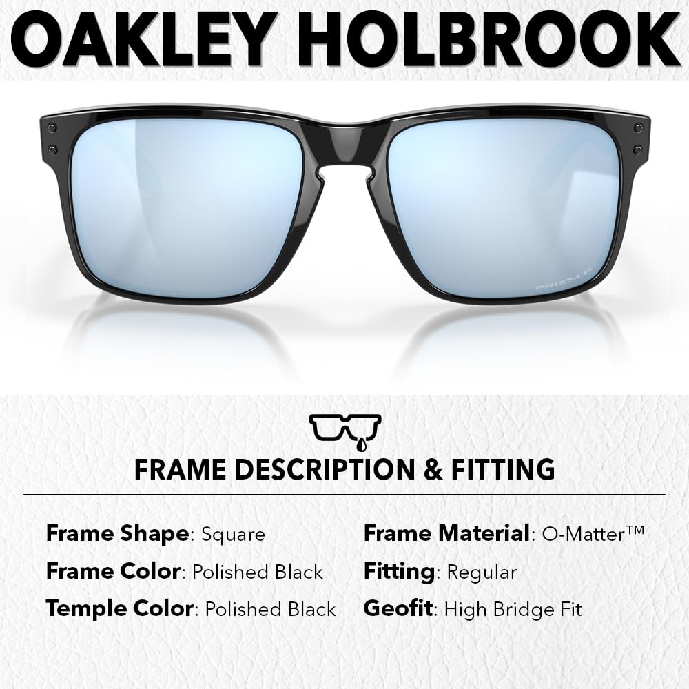 Oakley OO9102 HOLBROOK Square Sunglasses for Men - High Bridge Fit - USA Flag Cleaning Kit and Leash - PREMIUM BUNDLE