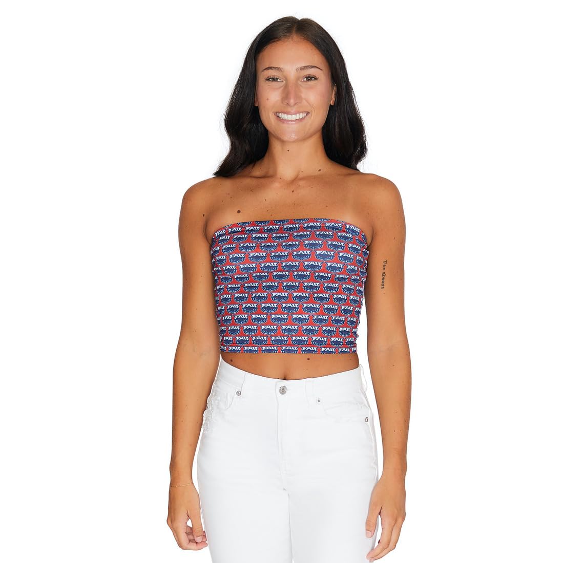Lojobands Women's Tailgate Outfit College Tube Top Logo All Over Tank Top Crop Made in USA One Size Fits Most
