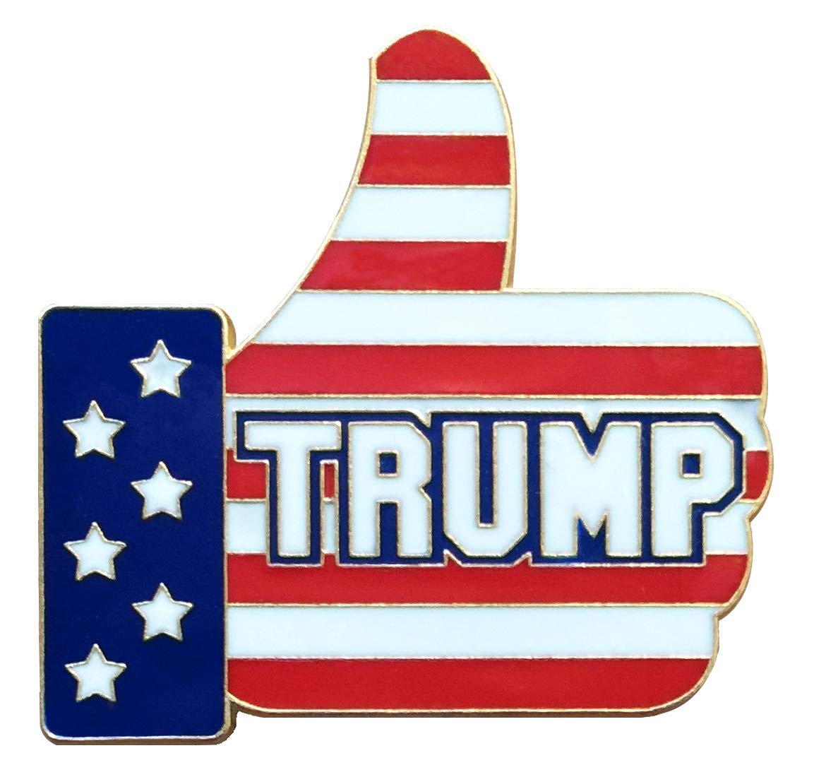 Donald Trump Thumbs Up Pin - Made in USA - President Trump Gift, Metal Enamel Button on American Flag
