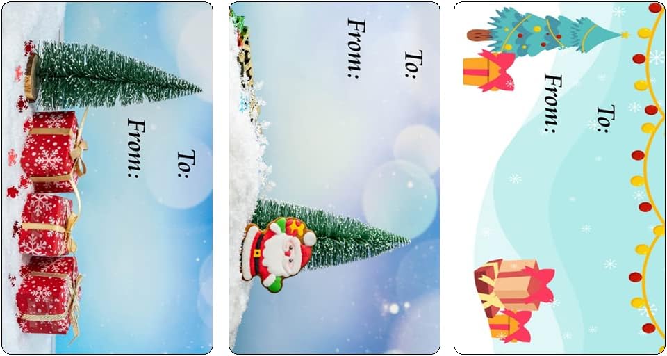 Christmas Tree Gift Tags, Self Adhesive Glossy Stickers, Xmas Present Labels. Set of 80 Labels. to and from Labels. Merry Christmas Made in USA