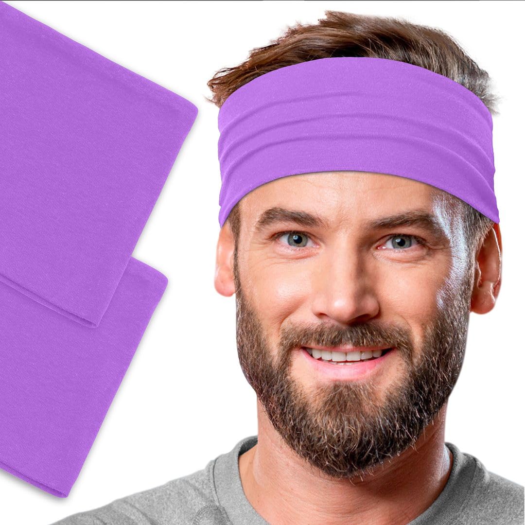 Men's Cotton Headbands Sweatbands 5" Wide Sports Fitness Yoga Fashion Made in USA
