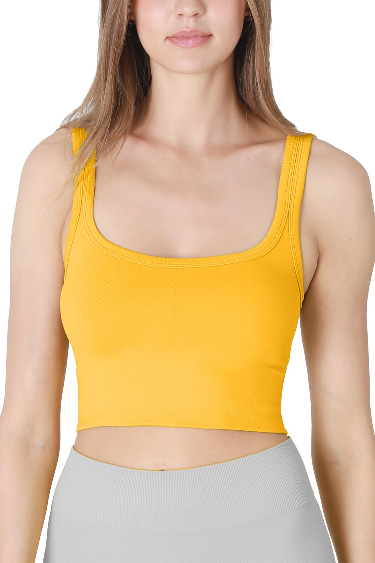 NIKIBIKI Women Seamless Chevron Ribbed Crop Top, Made in U.S.A, One Size