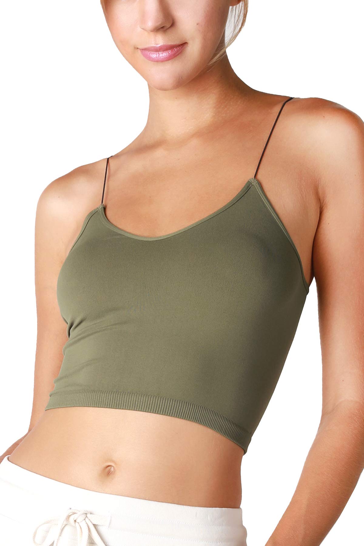 NIKIBIKI Women Seamless Spaghetti Strap Crop Top Cami, Made in U.S.A, One Size
