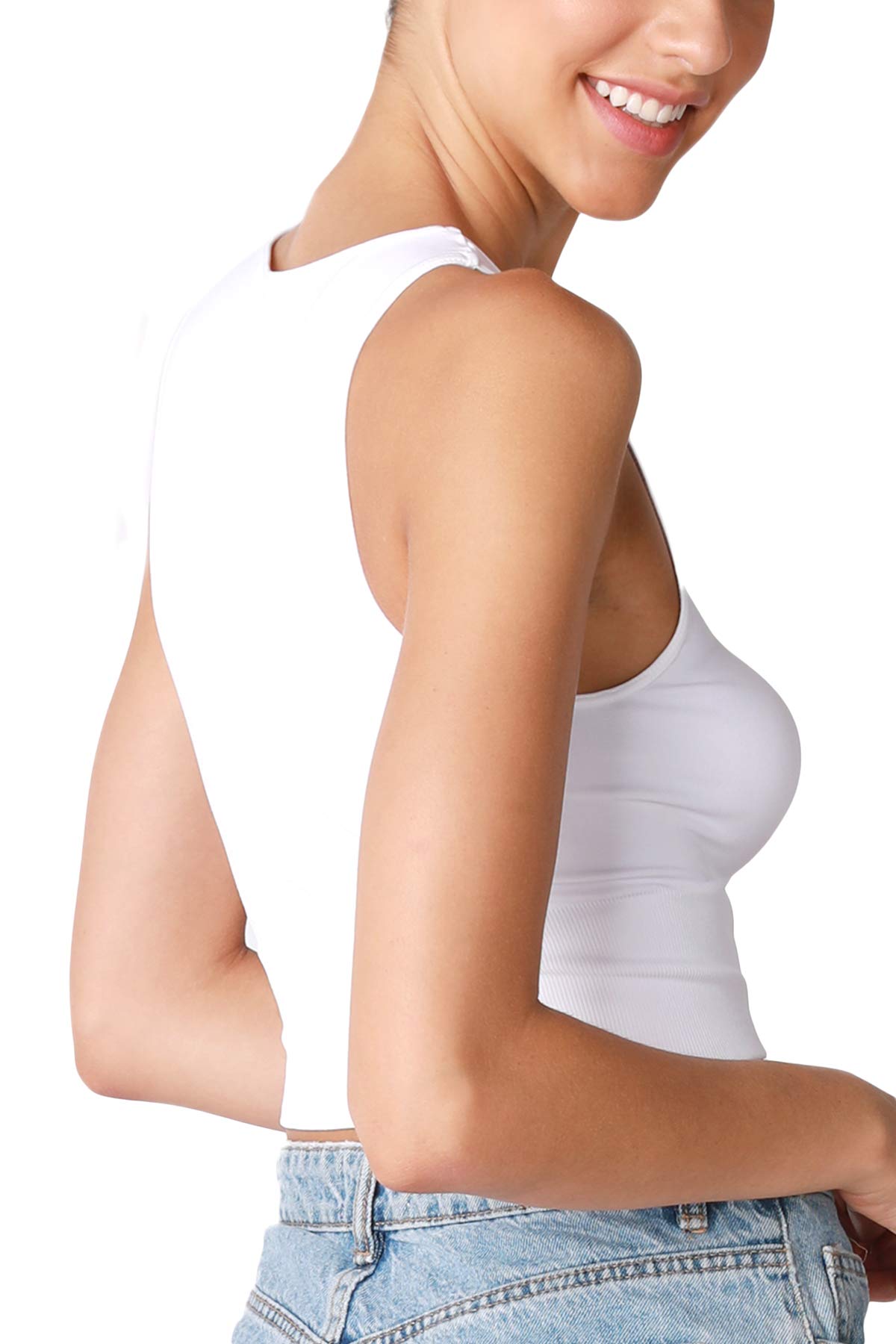 NIKIBIKI Women Seamless Solid High Neck Crop Top, Made in U.S.A, One Size