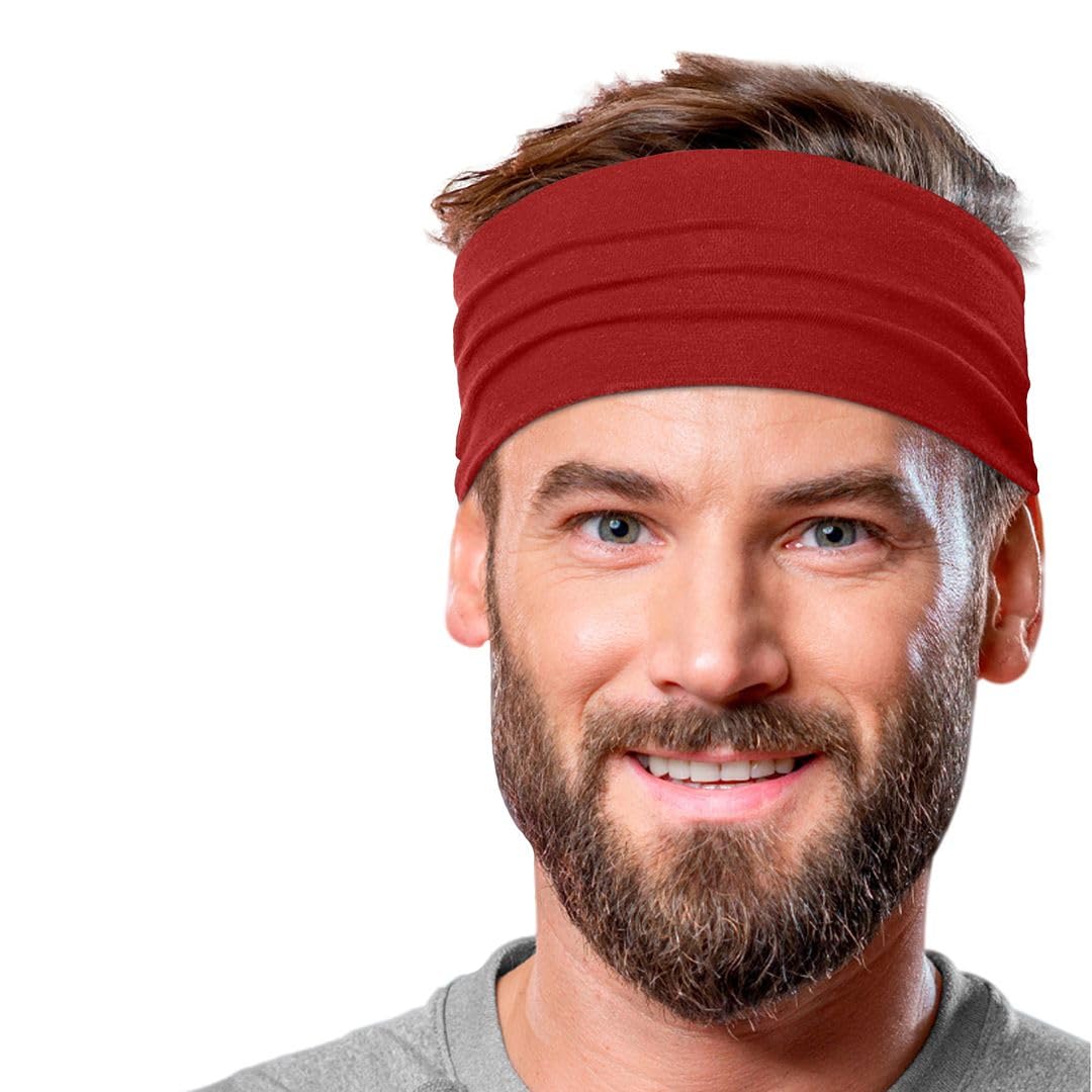 Men's Cotton Headbands Sweatbands 5" Wide Sports Fitness Yoga Fashion Made in USA
