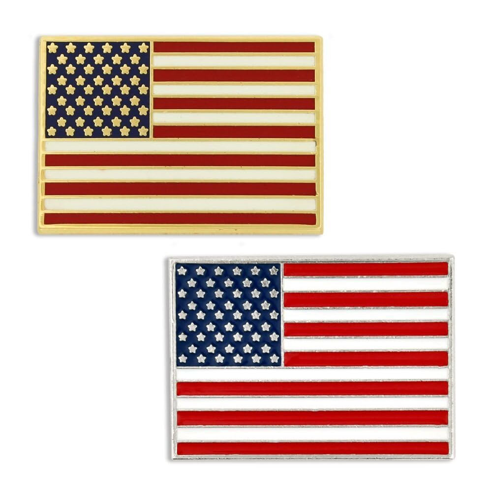 PinMart's 2 Pack Made in the USA American Flag Enamel Lapel Pins