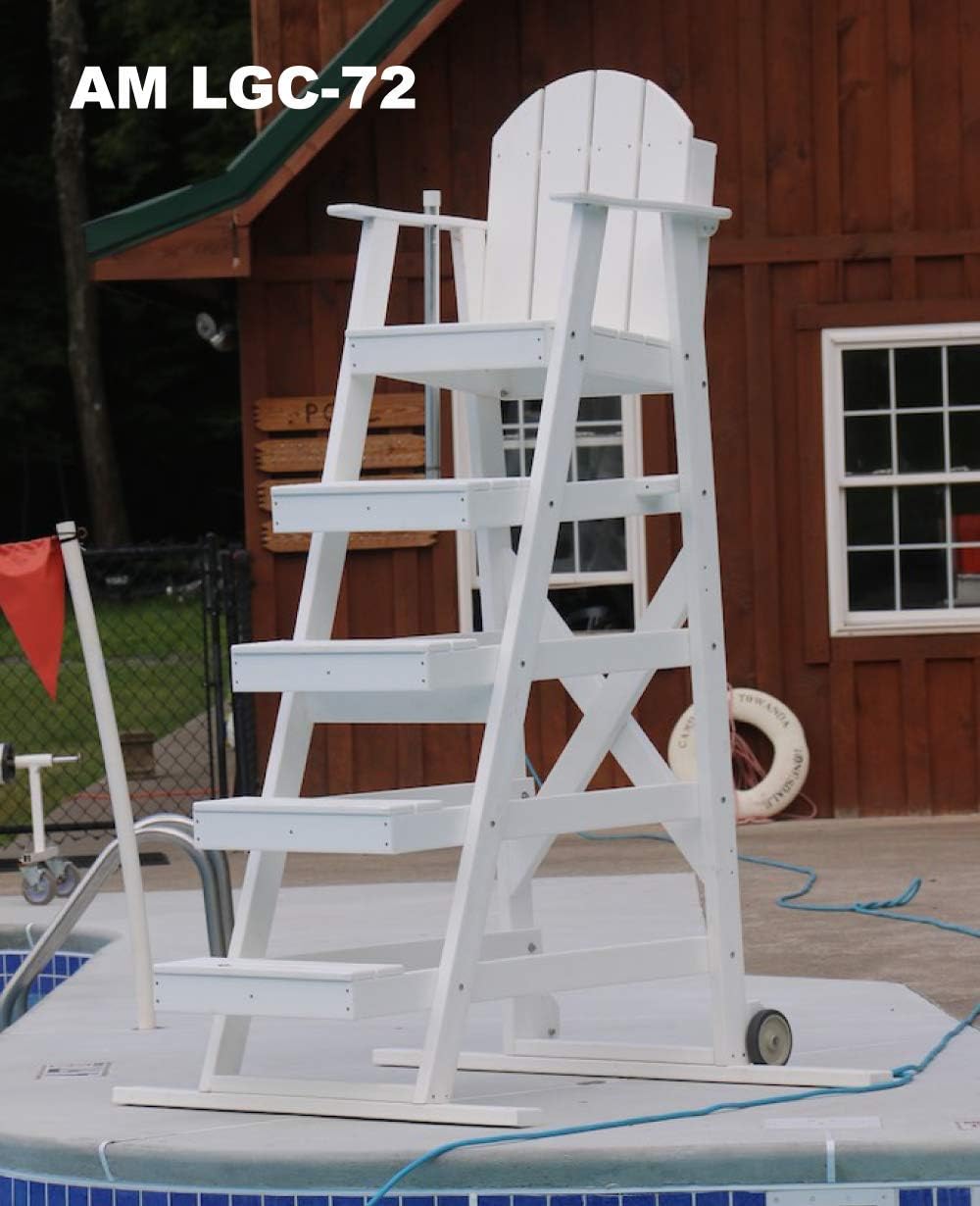 Lifeguard Chair for Pool, Lake and Beach (72") Made in The USA - Durable Recycled Plastic Lumber, Long Service Life, Comfortable with Wide Steps, Stable Platform
