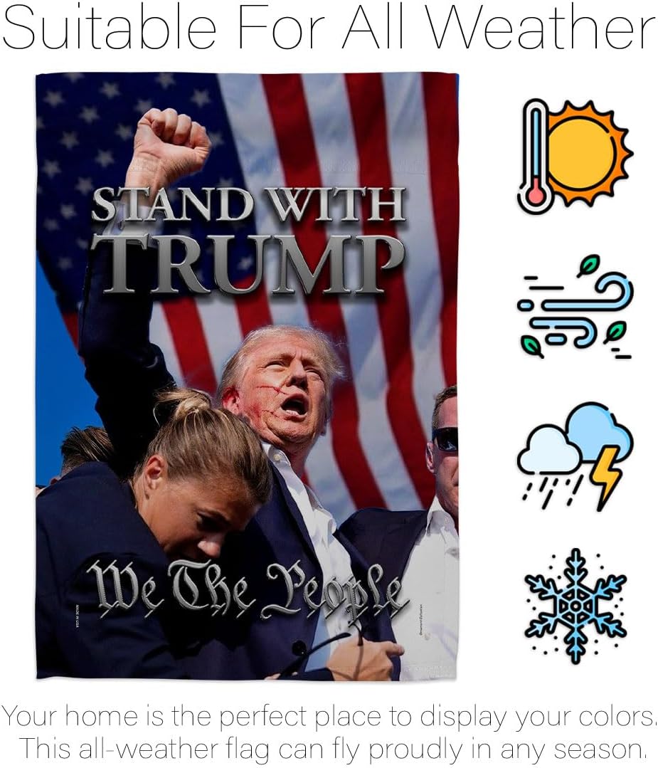 Stand with Trump Rally 2024 Flag Wall Hanging Deor for Home Poster Porch We The People President 47 MAGA Yard Sign Outdoor Patriotic Decorations, Republican Gifts Made in USA