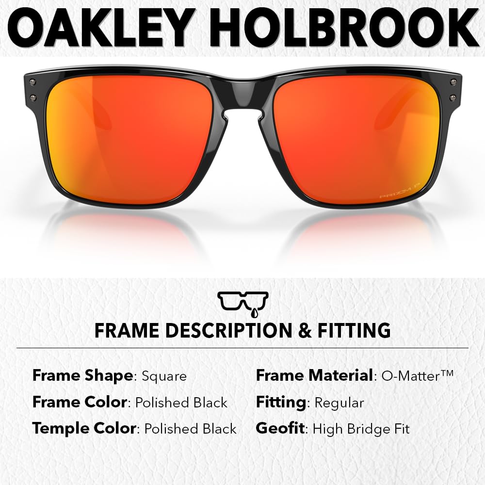 Oakley OO9102 HOLBROOK Square Sunglasses for Men - High Bridge Fit - USA Flag Cleaning Kit and Leash - PREMIUM BUNDLE
