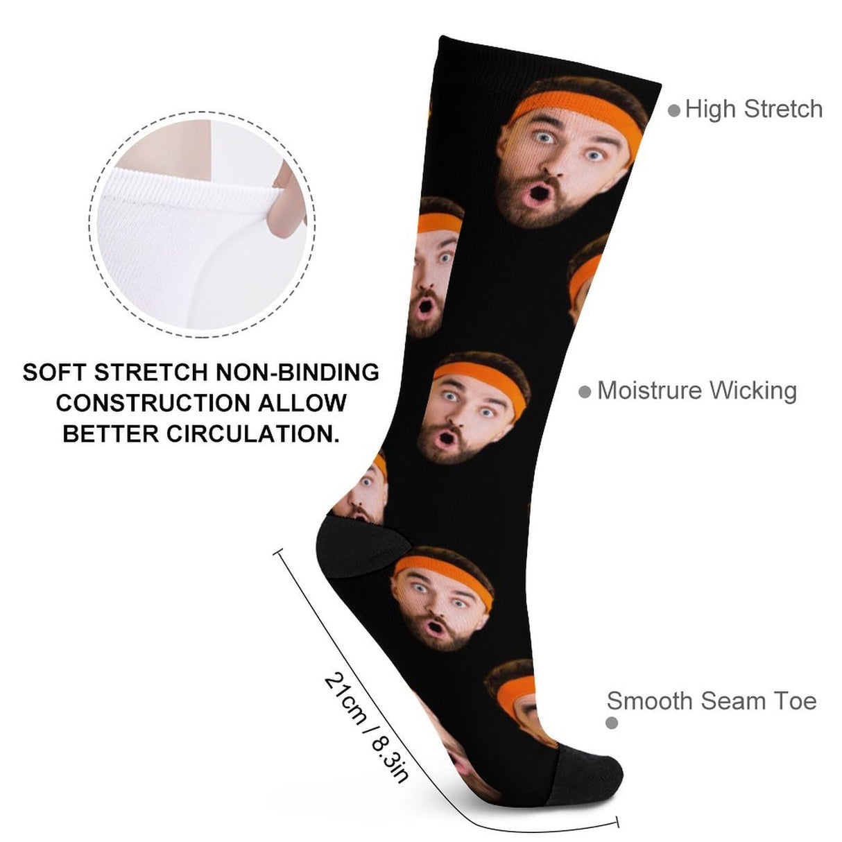Custom Socks with Picture:Made in USA,Customized Face Socks,Personalized Socks Memorial Gift for Men Women Kid
