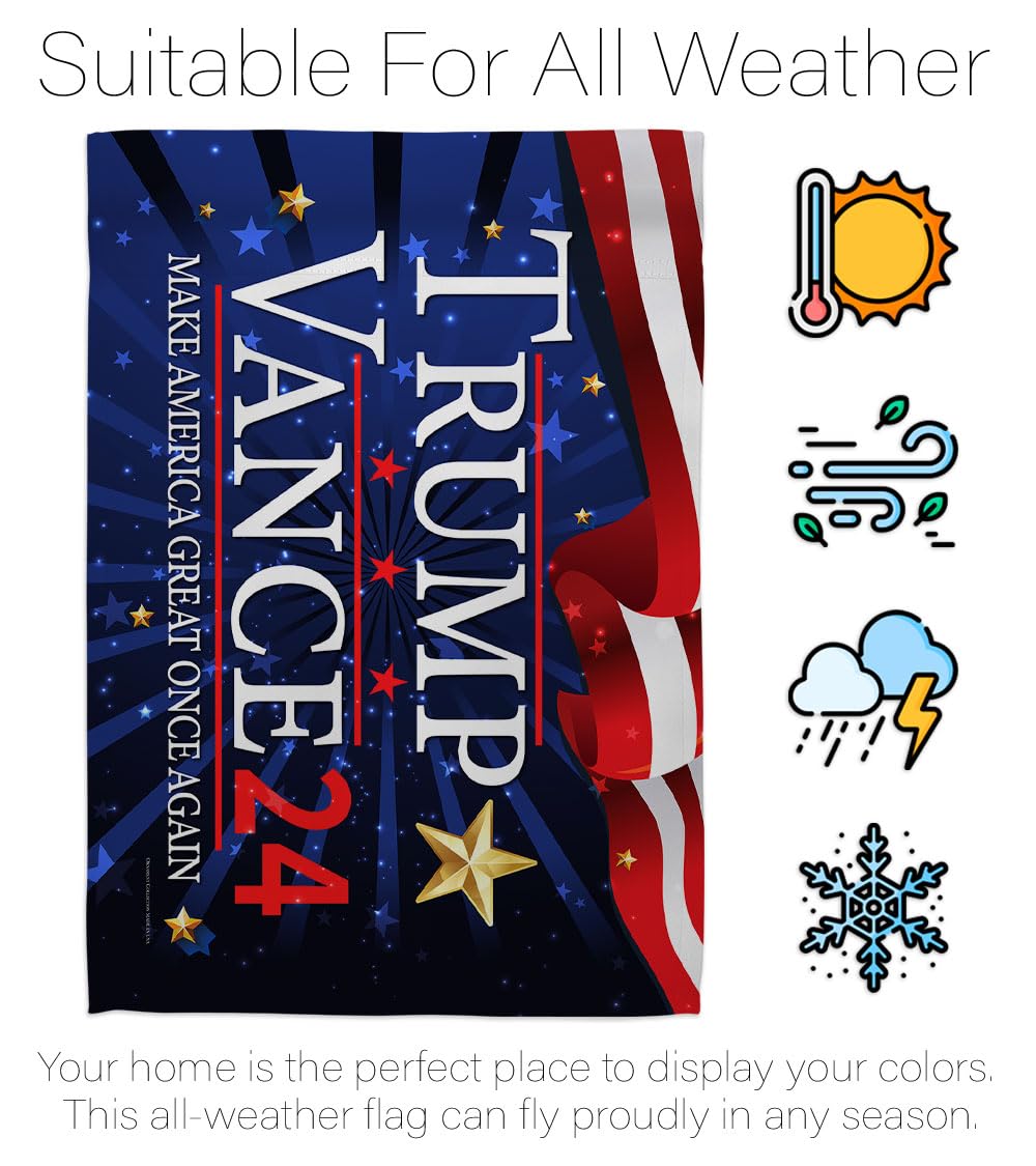 Trump Vance Flag Yard Sign Wall Art Lawn Home Tapestry Patio Poster Rally Shooting 2024 President 47 MAGA Garden Patriotic Outdoor Decorations, Republican Gift Made in USA