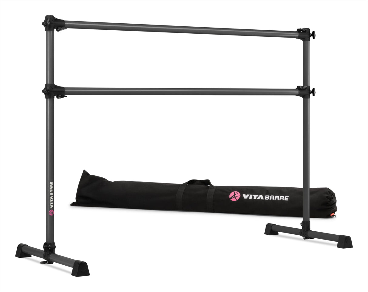 VITA Barre Portable Freestanding Double Ballet Barre, Prodigy, with Carry Bag | Adjustable Height, USA Made, Home or Gym Exercise Equipment for Kids & Adults | Dance, Fitness, Pilates