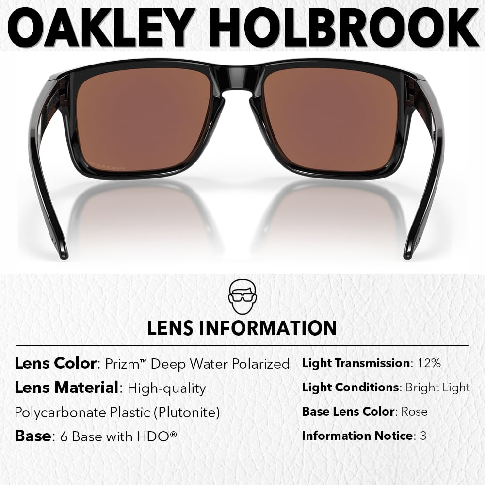 Oakley OO9102 HOLBROOK Square Sunglasses for Men - High Bridge Fit - USA Flag Cleaning Kit and Leash - PREMIUM BUNDLE
