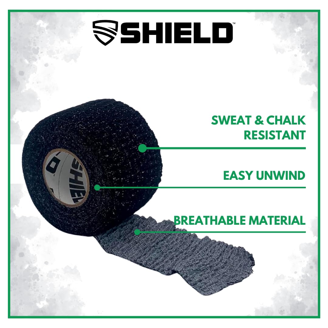 SHIELD | Weightlifting Tape - Made in USA, Hook Grip, Cross-Training, WOD Grip Tape 3-Pack– Durable, Non-Slip, Comfortable Stretchy Athletic Tape – Thumb, Wrist, Finger Protection (Pink)