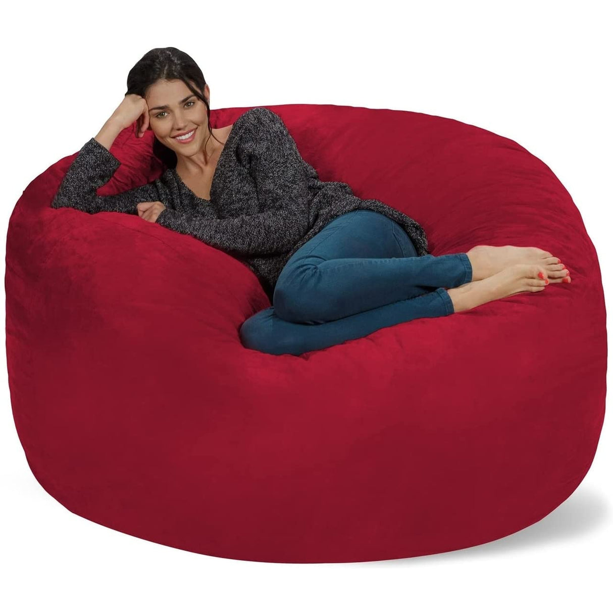 Chill Sack Bean Bag Chair: Giant 5' Memory Foam Furniture Bean Bag - Big Sofa with Soft Micro Fiber Cover - Black