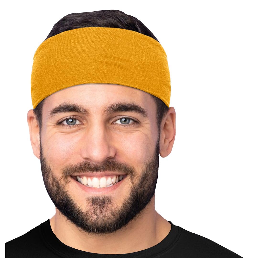 Men's Cotton Headbands Sweatbands 3" Wide Sports Fitness Yoga Fashion Made in USA