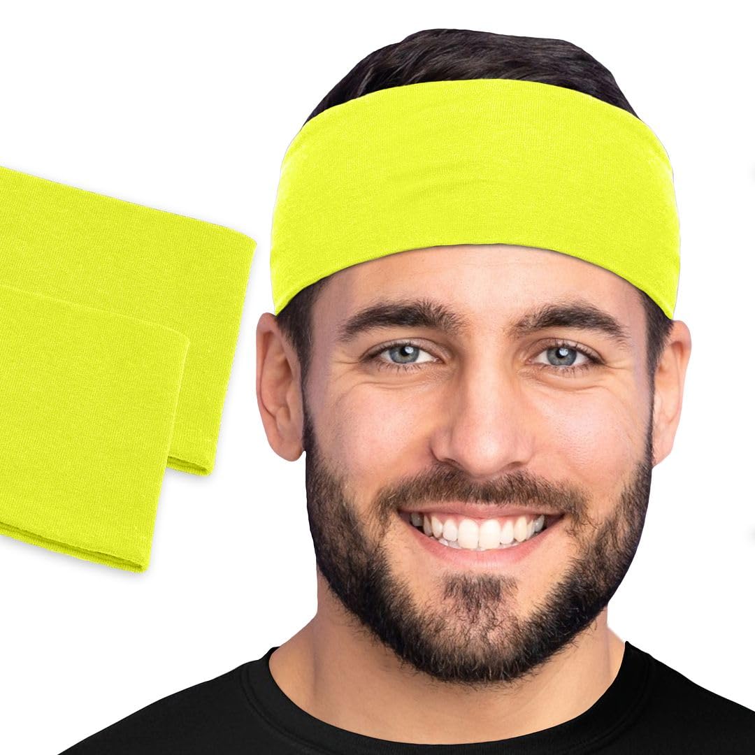 Men's Cotton Headbands Sweatbands 3" Wide Sports Fitness Yoga Fashion Made in USA