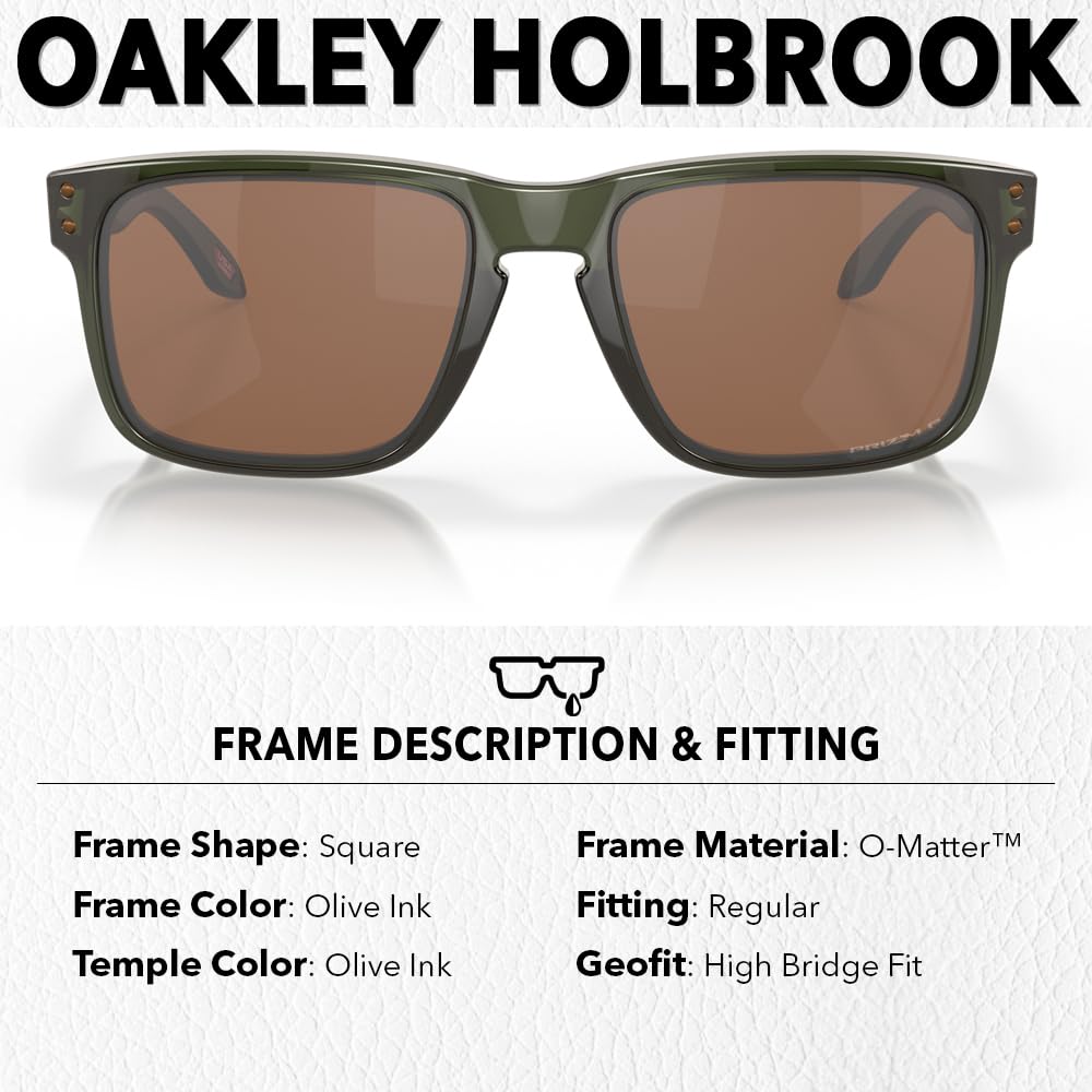 Oakley OO9102 HOLBROOK Square Sunglasses for Men - High Bridge Fit - USA Flag Cleaning Kit and Leash - PREMIUM BUNDLE