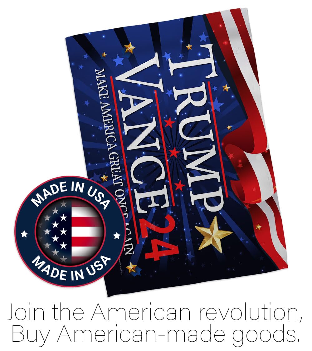 Trump Vance Flag Yard Sign Wall Art Lawn Home Tapestry Patio Poster Rally Shooting 2024 President 47 MAGA Garden Patriotic Outdoor Decorations, Republican Gift Made in USA