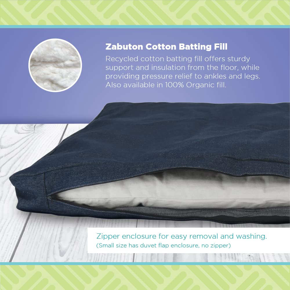 Bean's ZABUTON Meditation Cushions - Colorful Cotton Yoga Prayer Zen Kneeling Pad Base for Zafu Pillow - Medium & Large - Traditional Natural Recycled Cotton Fill - Floor Sitting Comfort - Made in USA